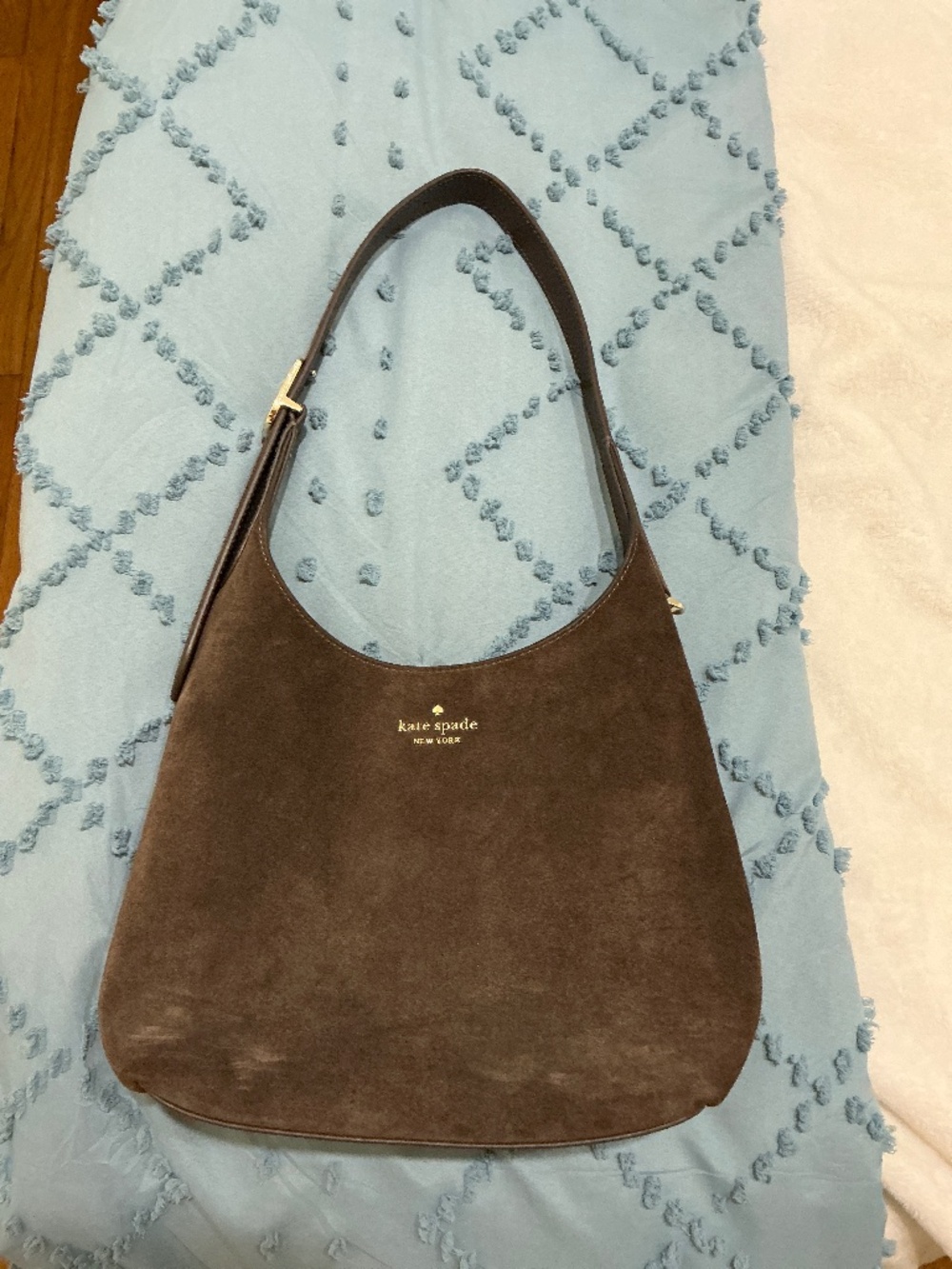 Kate Spade New York Brown Suede Shoulder Bag in Hot Fudge